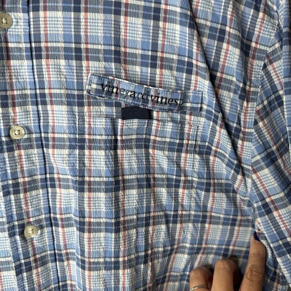 Vineyard Vines Harbor Shirt Mens L Blue Plaid Button Down Fishing Vented Outdoor - Picture 6 of 13